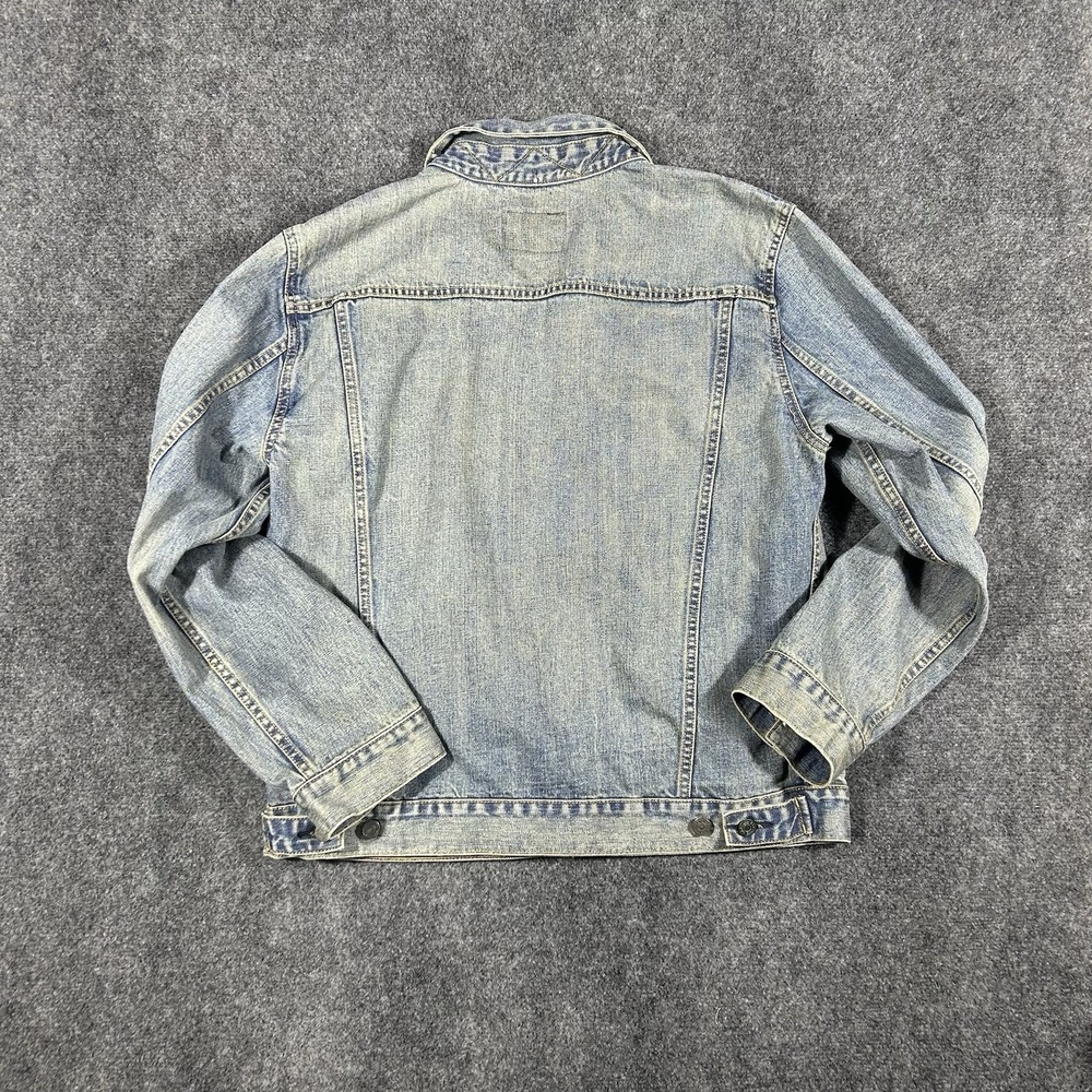 Vtg GAP Denim Jacket Mens L Trucker Y2K Grunge Americana USA Punk - Picture 8 of 8